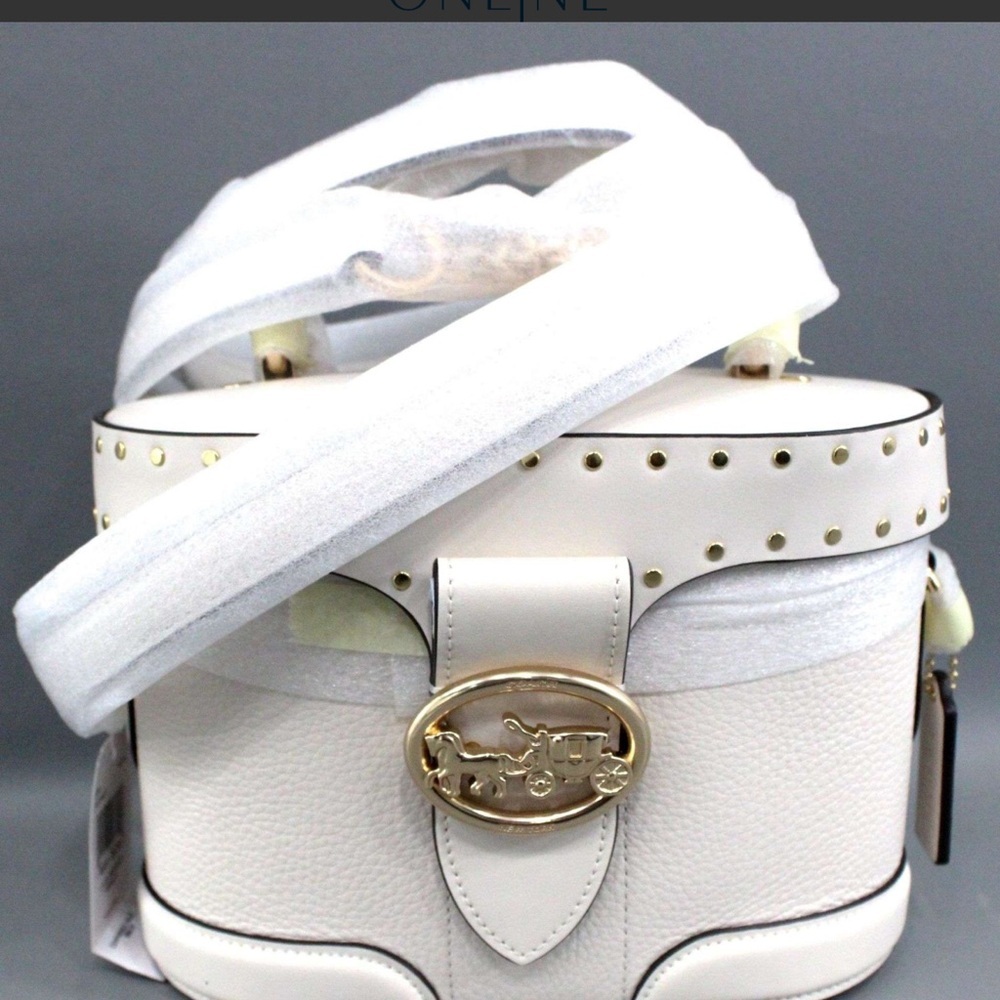 Coach White Crossbody Vanity Case with Gold Hardware